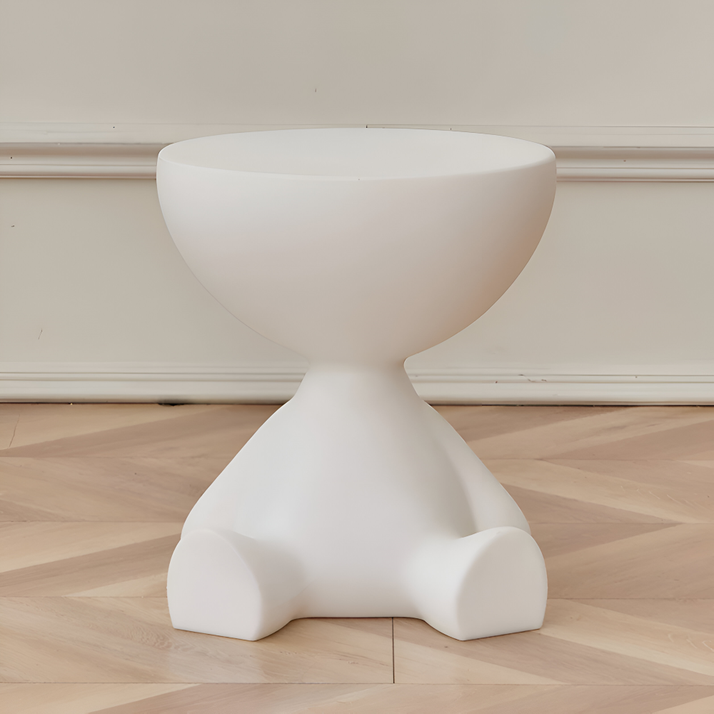 SoftRound | Table D’Appoint Ronde Crème / Table Basse Noire En Plastique Doux | Valuna