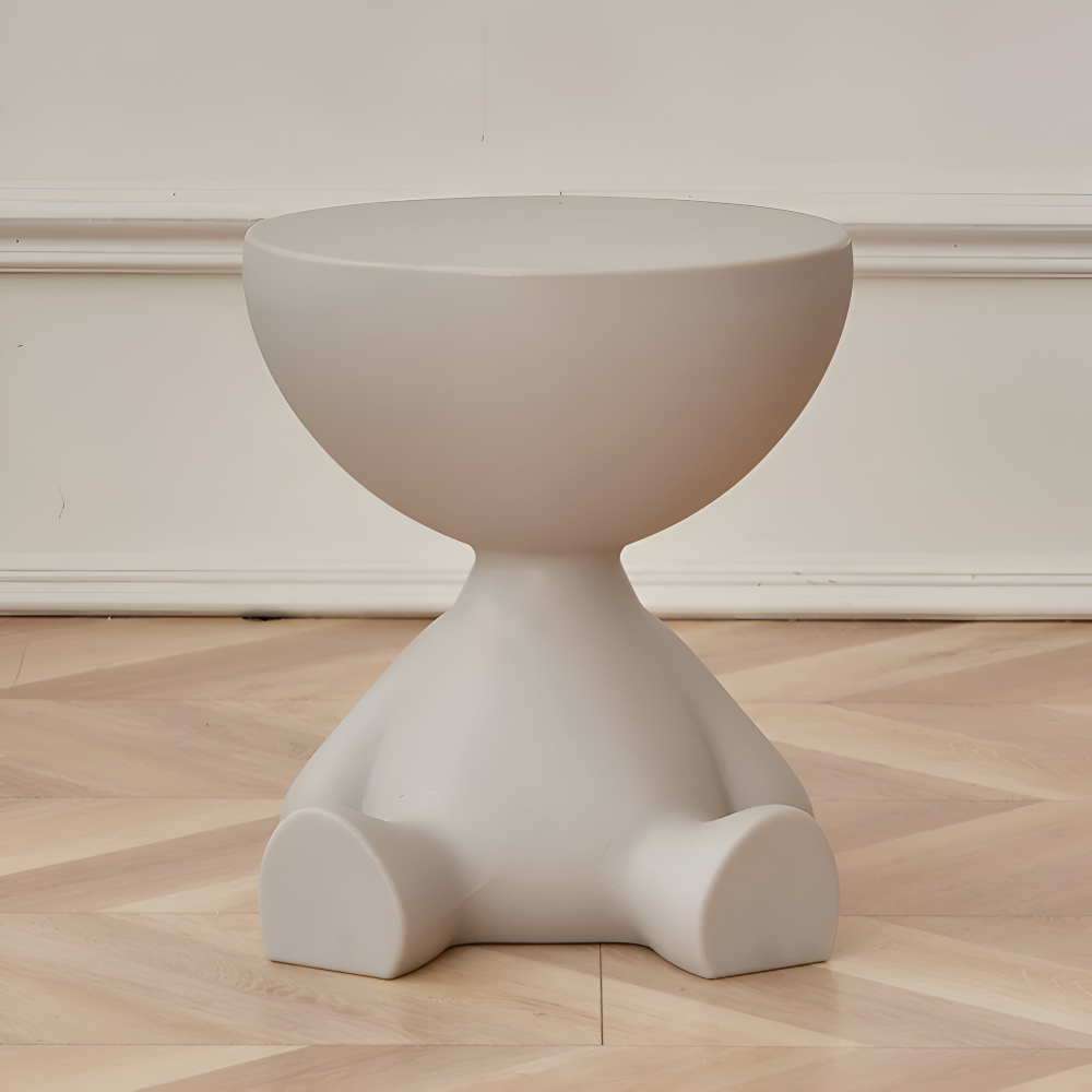 SoftRound | Table D’Appoint Ronde Crème / Table Basse Noire En Plastique Doux | Valuna