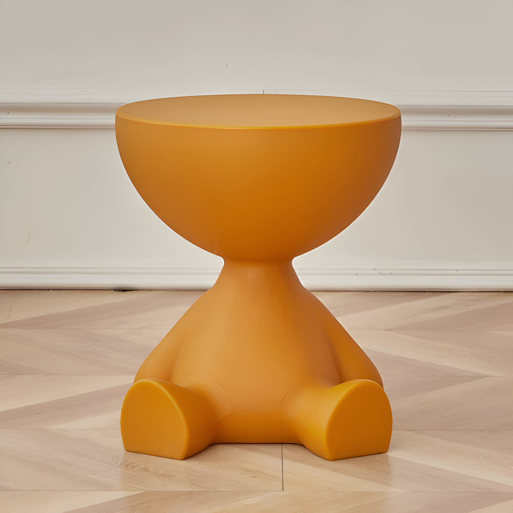 SoftRound | Table D’Appoint Ronde Crème / Table Basse Noire En Plastique Doux | Valuna