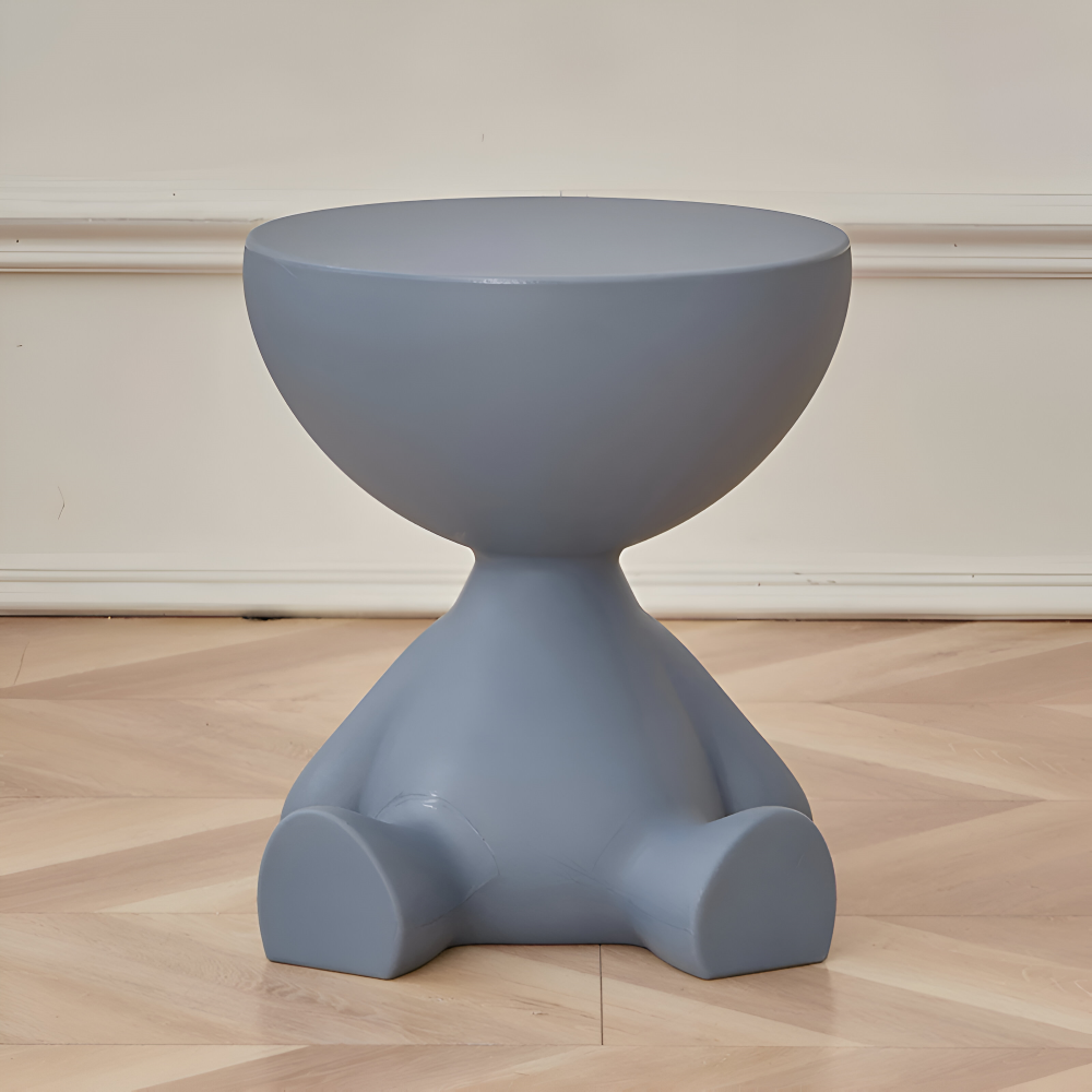 SoftRound | Table D’Appoint Ronde Crème / Table Basse Noire En Plastique Doux | Valuna