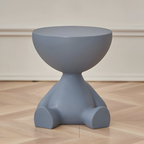 SoftRound | Table D’Appoint Ronde Crème / Table Basse Noire En Plastique Doux | Valuna