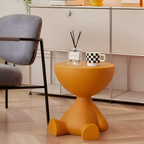 SoftRound | Table D’Appoint Ronde Crème / Table Basse Noire En Plastique Doux | Valuna