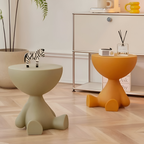 SoftRound | Table D’Appoint Ronde Crème / Table Basse Noire En Plastique Doux | Valuna