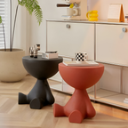 SoftRound | Table D’Appoint Ronde Crème / Table Basse Noire En Plastique Doux | Valuna