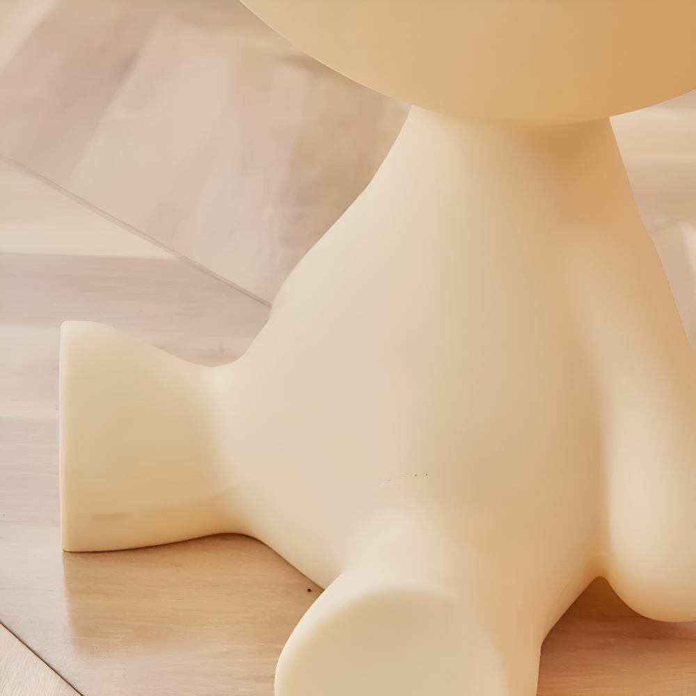 SoftRound | Table D’Appoint Ronde Crème / Table Basse Noire En Plastique Doux | Valuna