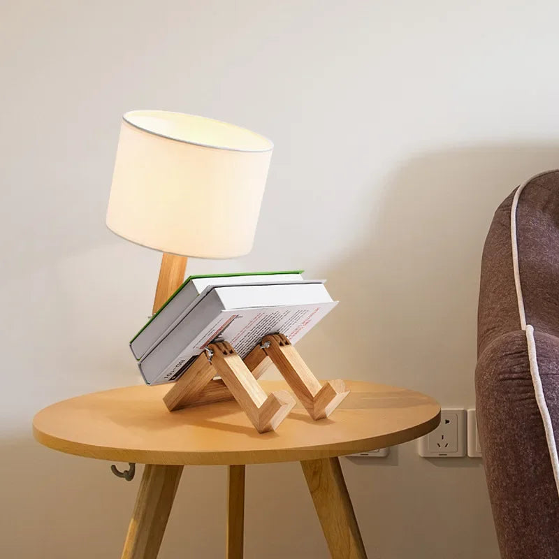 RutanFlex | Lampe De Bureau Robot Réglable En Bois Avec Support De Livre | Valuna
