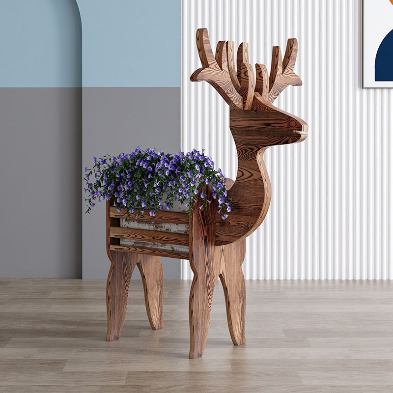 DeerWood | Support De Pot De Fleurs En Bois – Motif De Cerf Artistique | Valuna