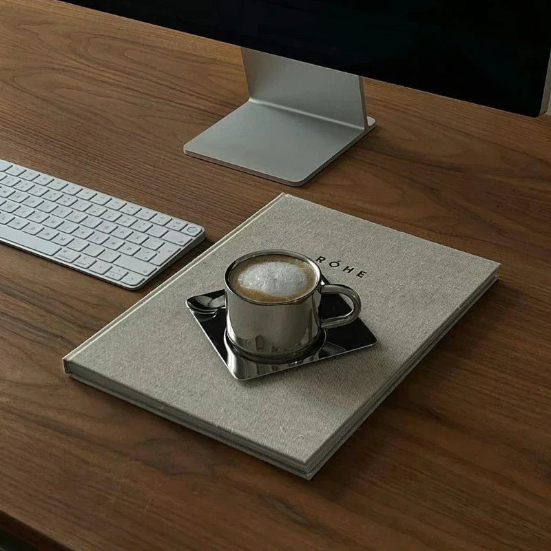 Tasse à Café en Acier Inoxydable et Plateau | Vaisselle Moderne Pour La Maison et le Bureau | Valuna