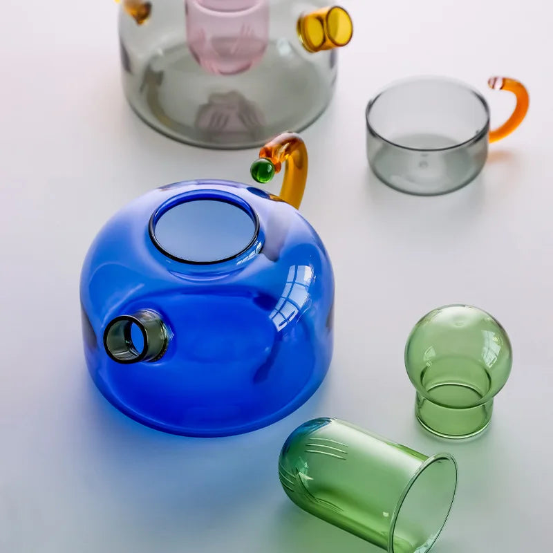 ColorGlass | Ensemble De Thé En Verre À Couleur Contrastante Pour Une Table Élégante | Valuna
