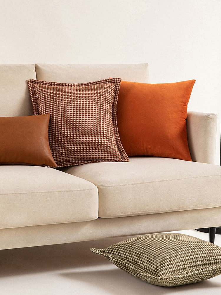 HeritaLuxe | Housse de Coussin Pied-de-Poule Classique – Élégance Intemporelle & Chic | Valuna