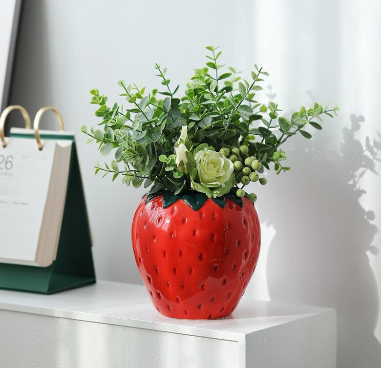 Strawberry Art | Décoration Artistique De Vase En Forme De Fraise | Valuna