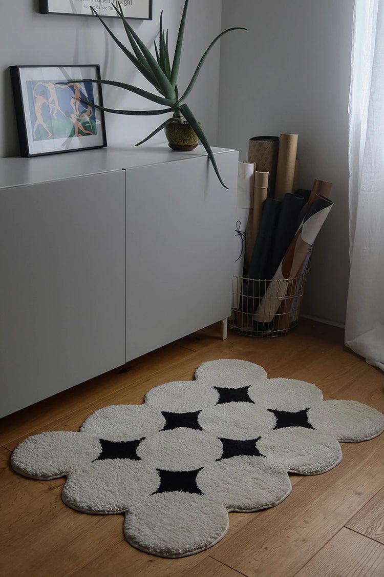 MonoTuft | Tapis Vintage Tufté Noir Et Blanc Pour Salon Moderne | Valuna
