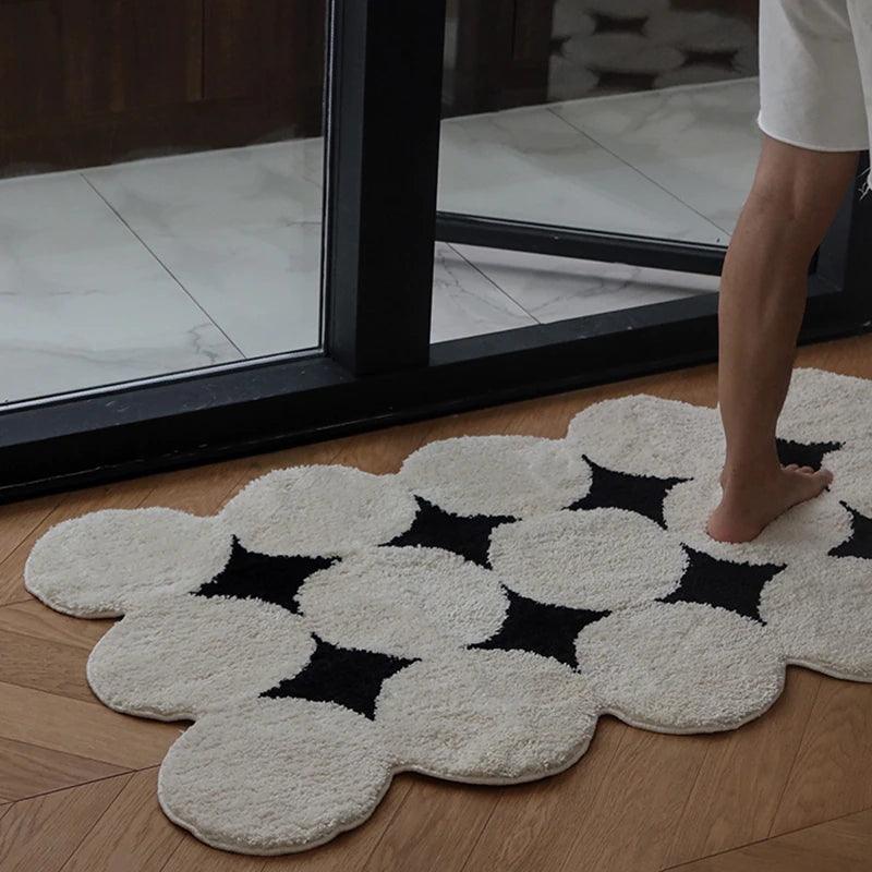 MonoTuft | Tapis Vintage Tufté Noir Et Blanc Pour Salon Moderne | Valuna