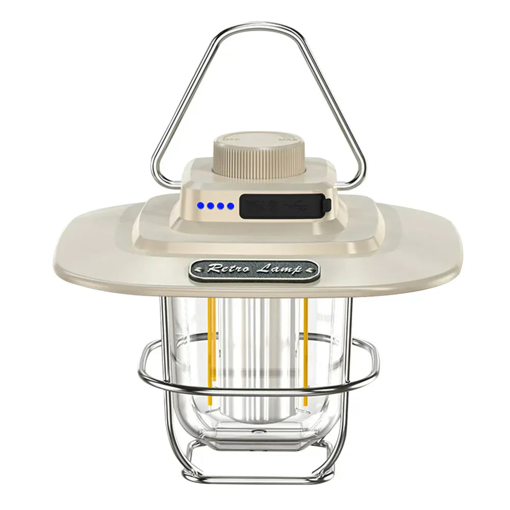 NostalgiaGlow | Lampe De Camping Rétro Rechargeable Avec Lumières Led Dimmables | Valuna