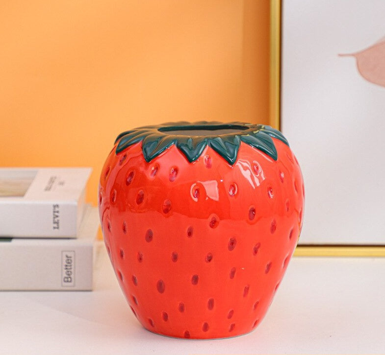 Strawberry Art | Décoration Artistique De Vase En Forme De Fraise | Valuna