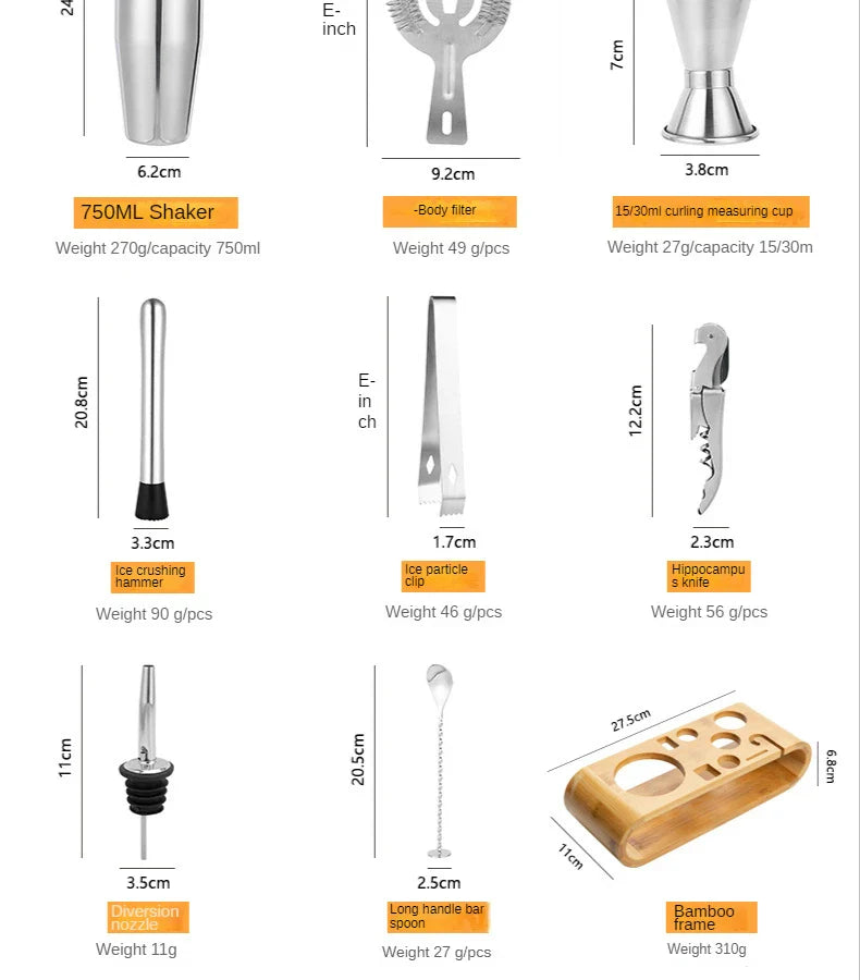 Stirré Elite | Ensemble De Cocktails En Métal De Luxe Pour Bar | Valuna