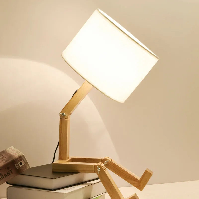 RutanFlex | Lampe De Bureau Robot Réglable En Bois Avec Support De Livre | Valuna