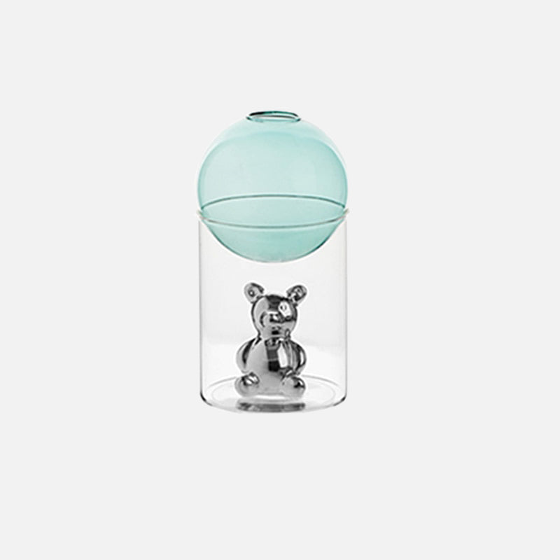Vase En Verre Transparent Avec Motif Ours Galactique Décoratif - Valuna