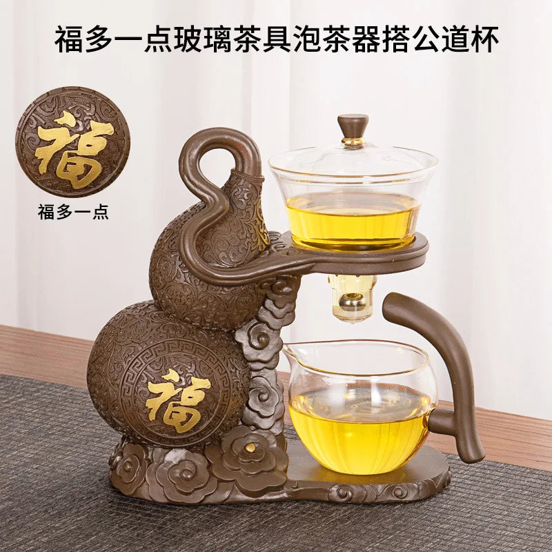 KungFuTea | Ensemble De Thé En Verre Avec Infuseur Semi-Automatique Pour Préparation Facile | Valuna