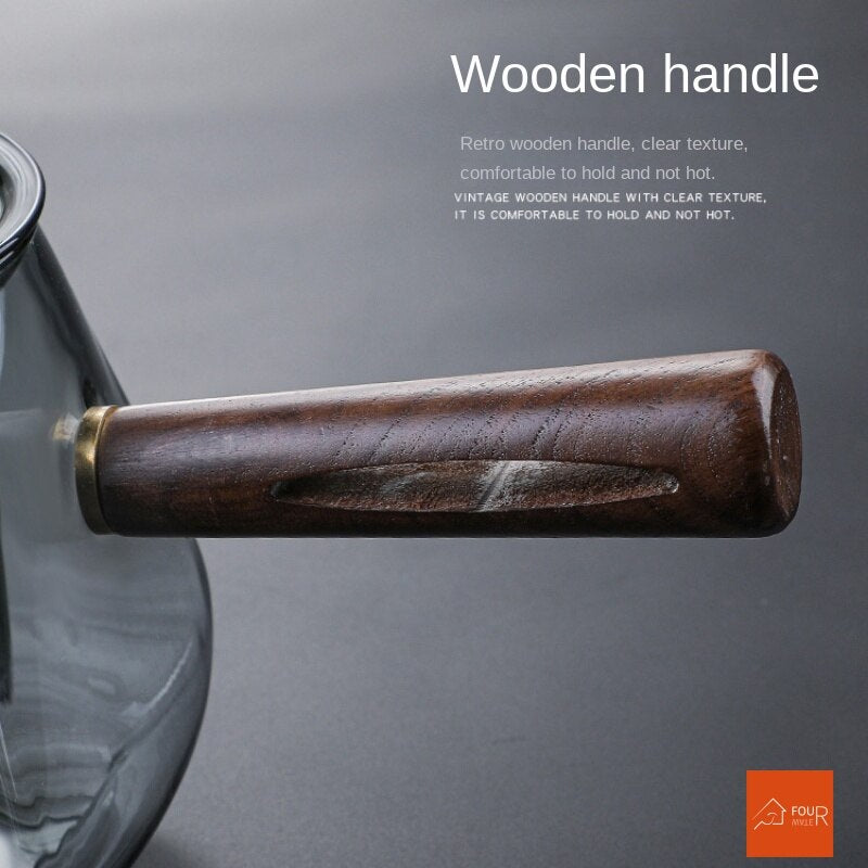 JapanGlass | Théière En Verre Avec Poignée En Bois Pour Une Préparation Authentique Et Résistante À La Chaleur | Valuna