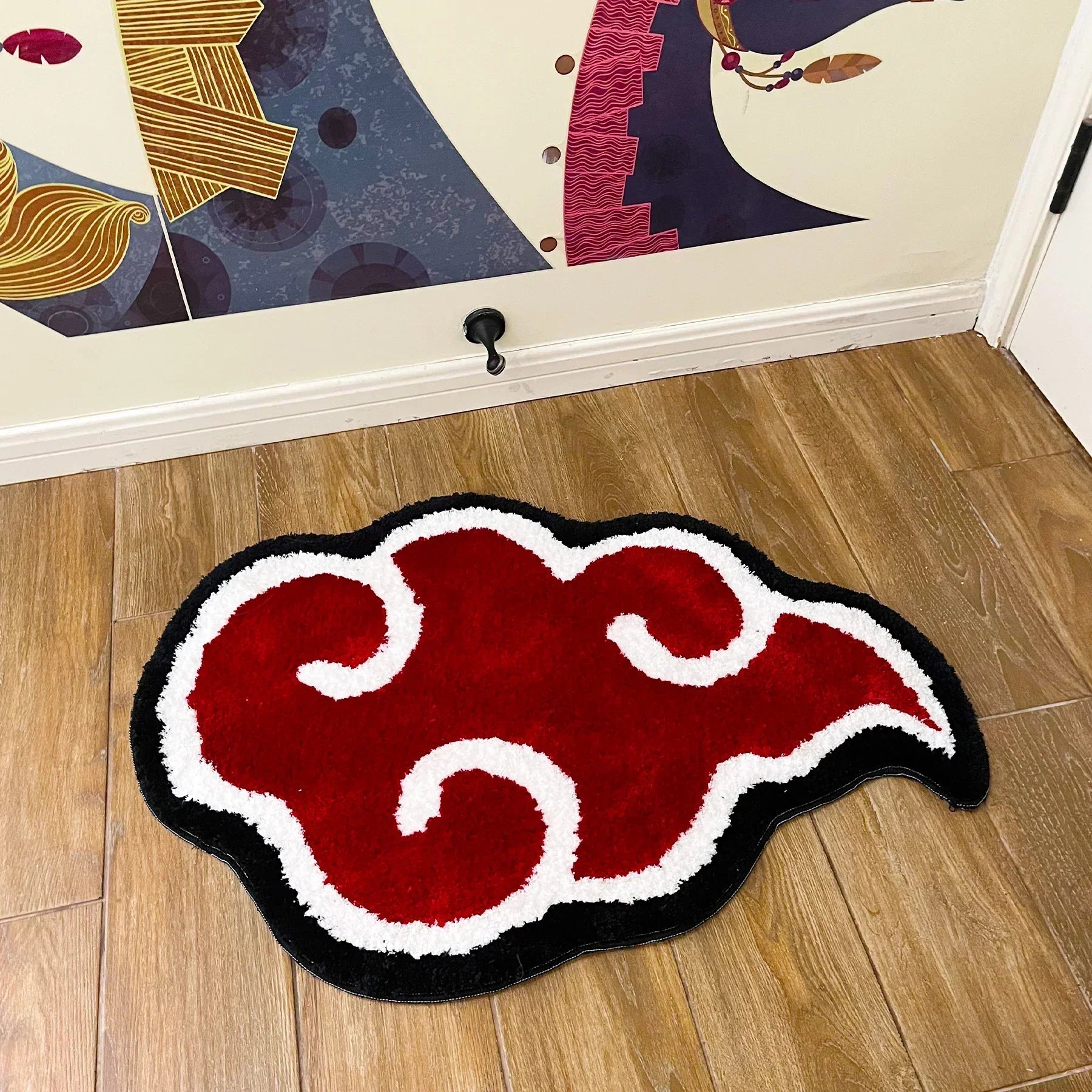 RedCloud | Tapis Nuage Moderne Rouge Antidérapant – Design Acrylique Élégant | Valuna