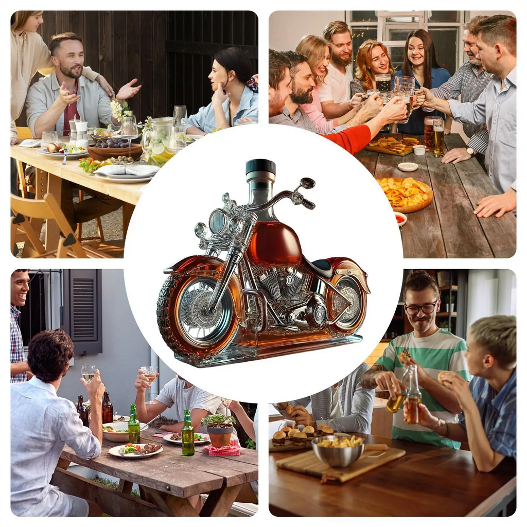 MotoSpirit Classique | Distributeur de Spiritueux en Verre en Forme de Moto pour Whisky | Valuna