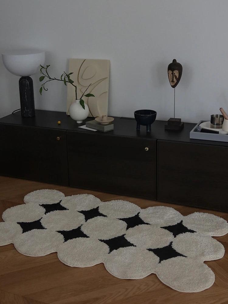 MonoTuft | Tapis Vintage Tufté Noir Et Blanc Pour Salon Moderne | Valuna