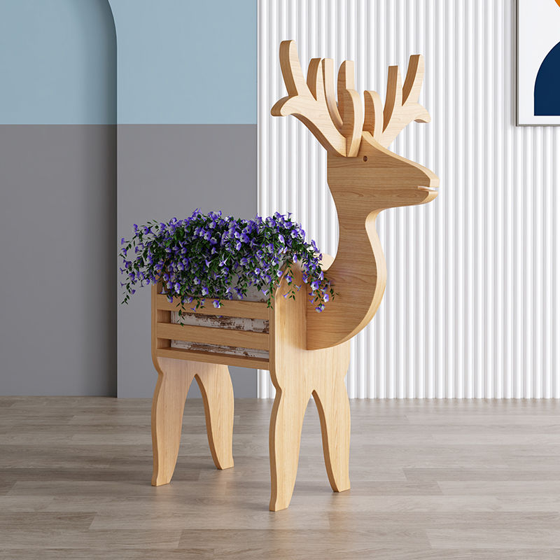 DeerWood | Support De Pot De Fleurs En Bois – Motif De Cerf Artistique | Valuna