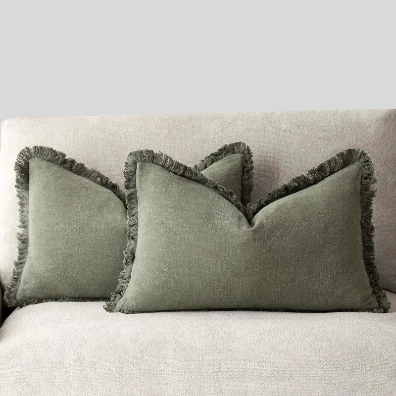 Housses De Coussin En Coton Et Lin | À Volants Nordiques | Valuna