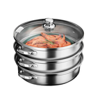 AuraSteam | Cuiseur Vapeur Premium En Acier Inoxydable Avec Couvercle Transparent Pour Une Cuisine Saine | Valuna