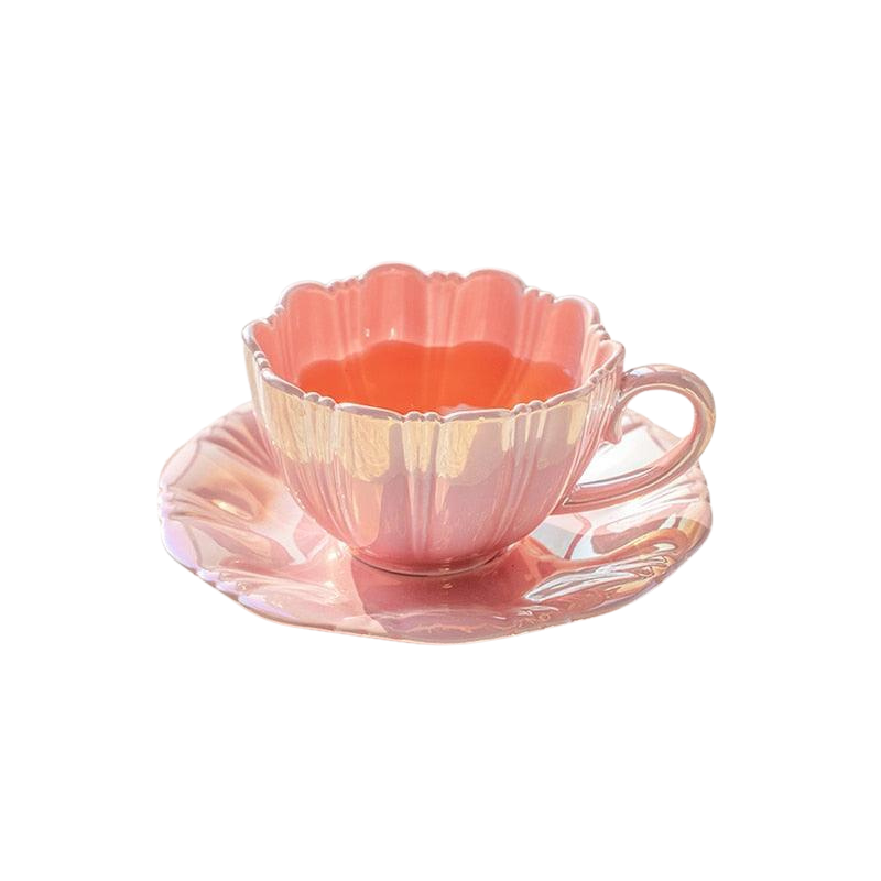 Tasse en Porcelaine avec Soucoupe en Forme de Fleur - Valuna