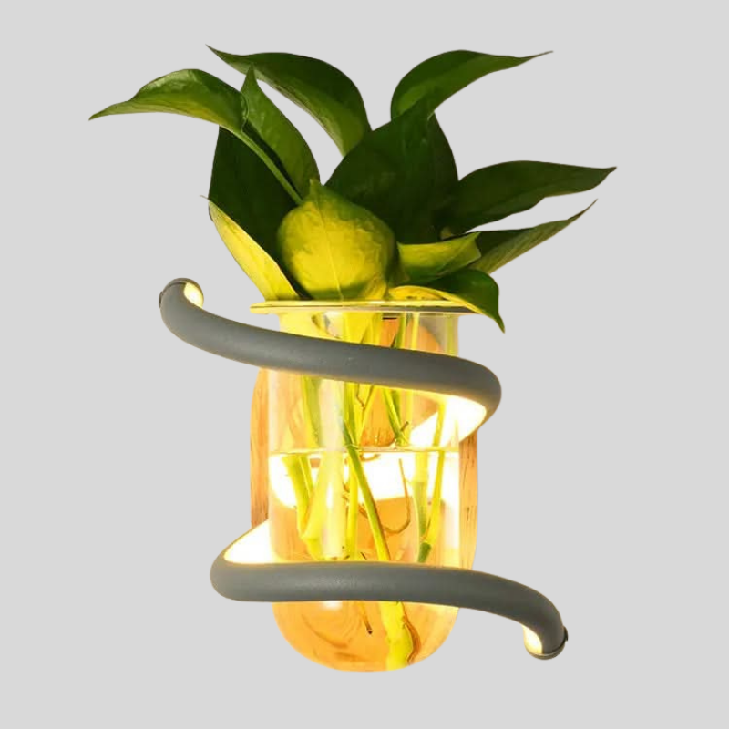 LumiVase | Applique Murale En Bois Led Pour Éclairage Extérieur Et Décoration Florale | Valuna