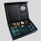 LuxuryCut | Ensemble De Couverts 24 Pièces En Acier Inoxydable Doré – Couteaux, Fourchettes Et Cuillères | Valuna