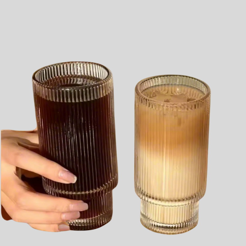 NoirStripe | Set De 6 Verres Rayés Noirs Au Design Moderne Et Élégant | Valuna