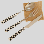 RetroChef | Couverts En Acier Inoxydable Élégants Avec Motif Damier Pour Table Moderne | Valuna
