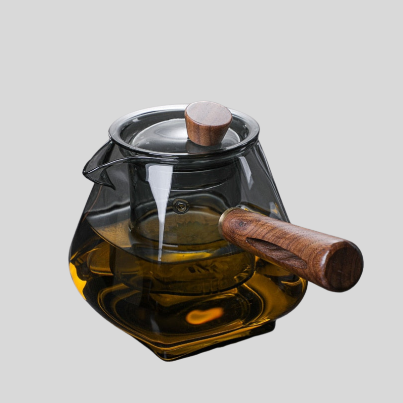 JapanGlass | Théière En Verre Avec Poignée En Bois Pour Une Préparation Authentique Et Résistante À La Chaleur | Valuna