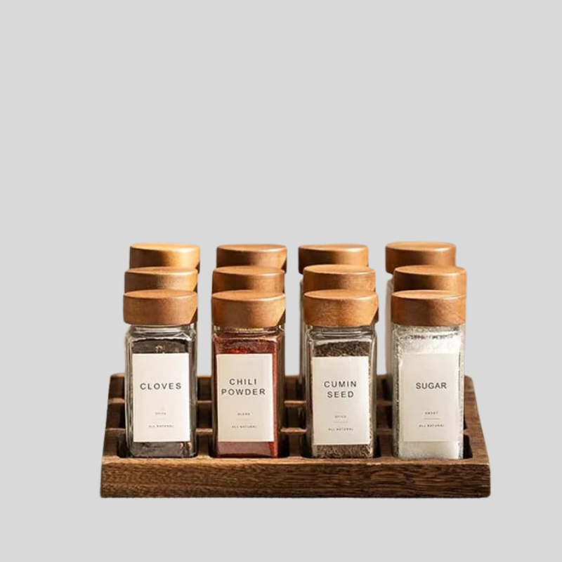 SpiceSet12 | Ensemble De 12 Bocaux À Épices Pour Cuisine Organisée Et Élégante | Valuna