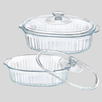 GlassSet4 | Ensemble De 4 Plats En Verre Avec 2 Couvercles | Valuna