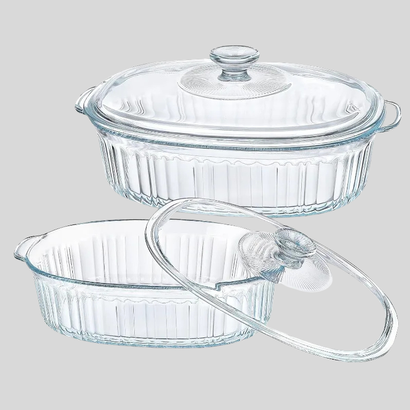 GlassSet4 | Ensemble De 4 Plats En Verre Avec 2 Couvercles | Valuna