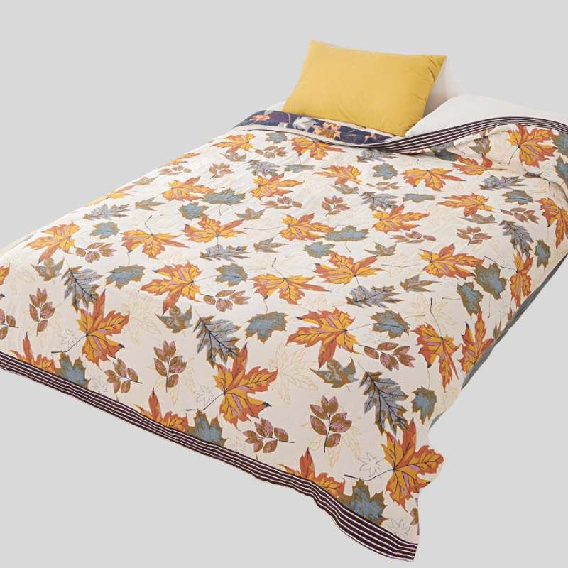 MapleLeafCotton | Couverture En Coton – Motif Feuille D'Érable Douce & Confortable | Valuna