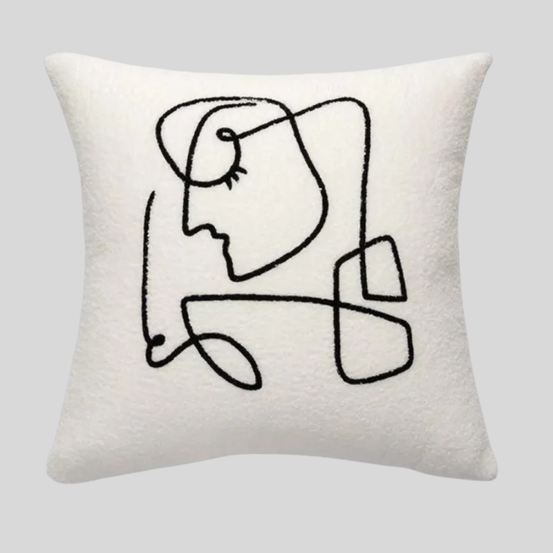 FaceArtCushion | Housse de Coussin Art Visage Abstrait – Déco Moderne & Élégante | Valuna