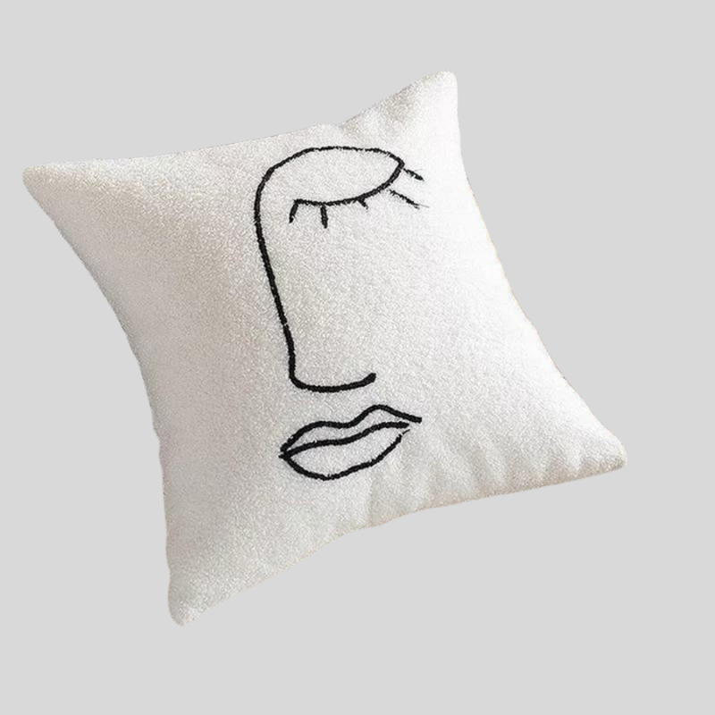 FaceArtCushion | Housse de Coussin Art Visage Abstrait – Déco Moderne & Élégante | Valuna
