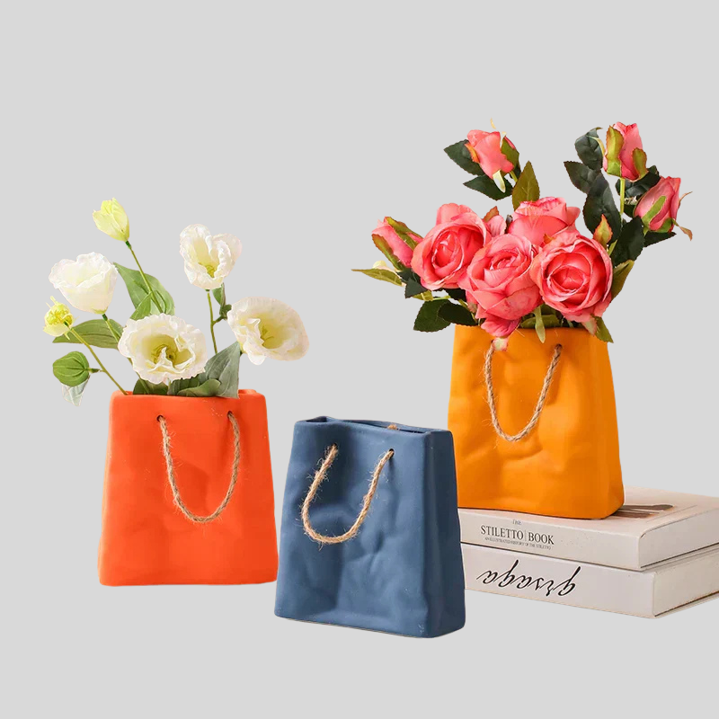 BagVase | Vase en Céramique Forme Sac à Main – Art Moderne & Décoration Intérieure Élégante | Valuna