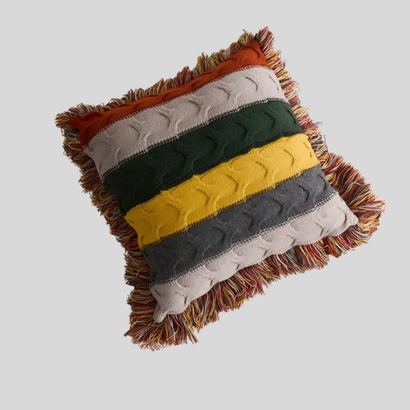 ColorRay | Coussin Tricoté à Rayons Colorés – Style Doux & Moderne | Valuna