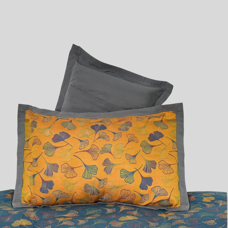 GinkgoLeaf | Housses De Coussin En Coton Brodées – Élégance Nature & Confort | Valuna