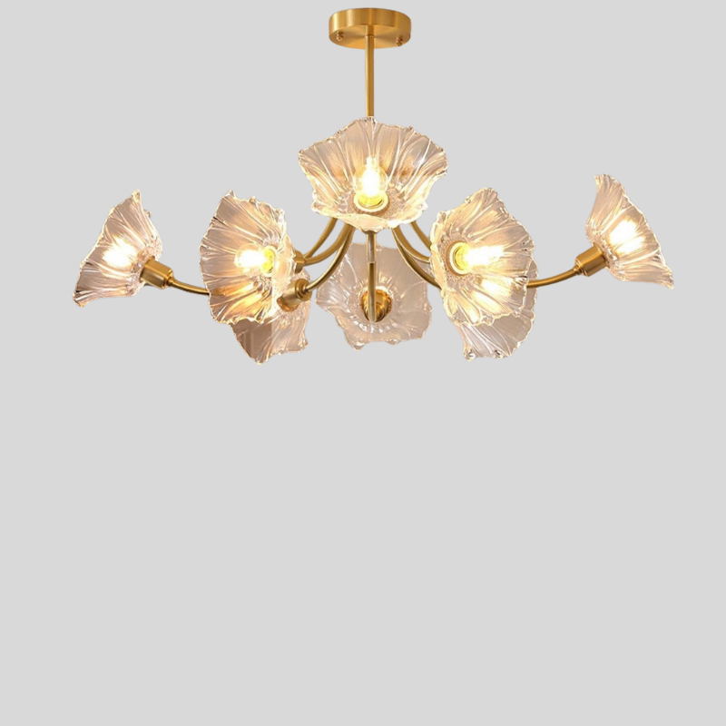 BloomGlass | Chandelier En Verre De Fleurs – Élégance pour Intérieur & Bureau | Valuna