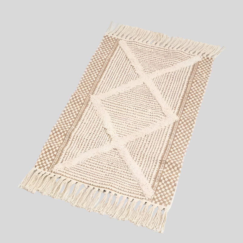 MoroccanBeige | Tapis Marocain Beige Microfibre – Tissé Main, Durable & Lavable En Machine | Valuna