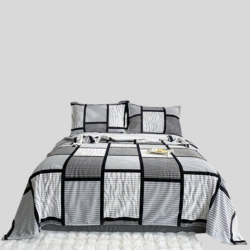 Velour Stripe | Couverture Moderne En Velours Doux Avec Rayures Élégantes | Valuna