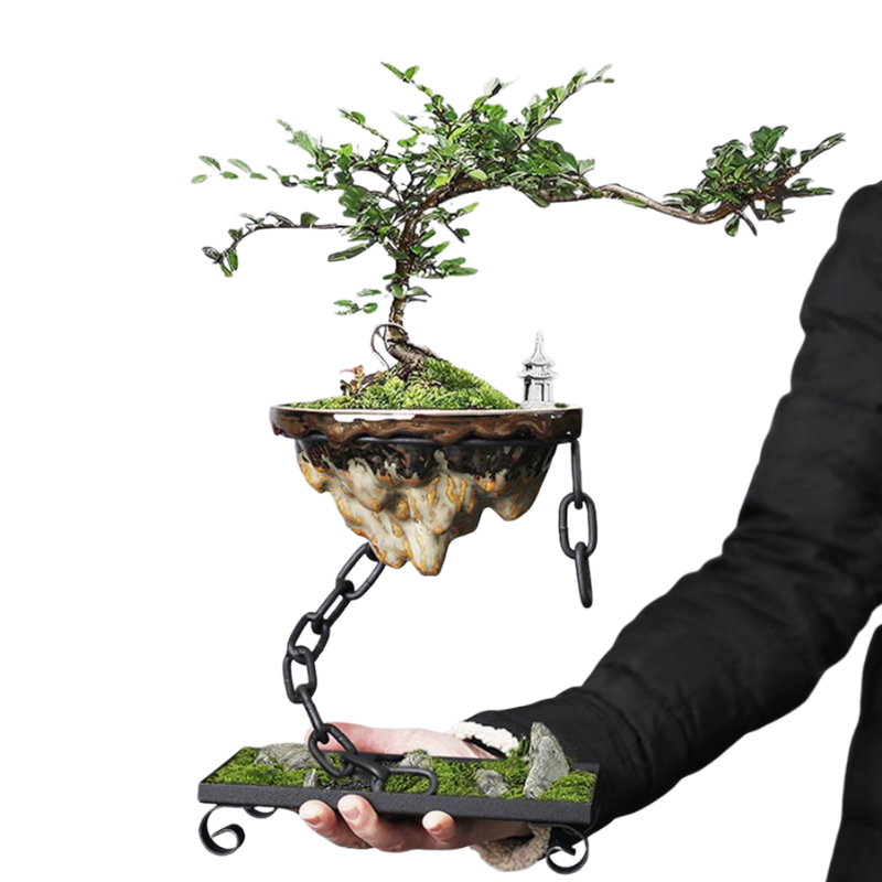 EarthZen – Pot De Bonsaï Avec Suspension En Chaîne | Décoration Suspendue Élégante Pour La Maison Et Le Jardin | Valuna