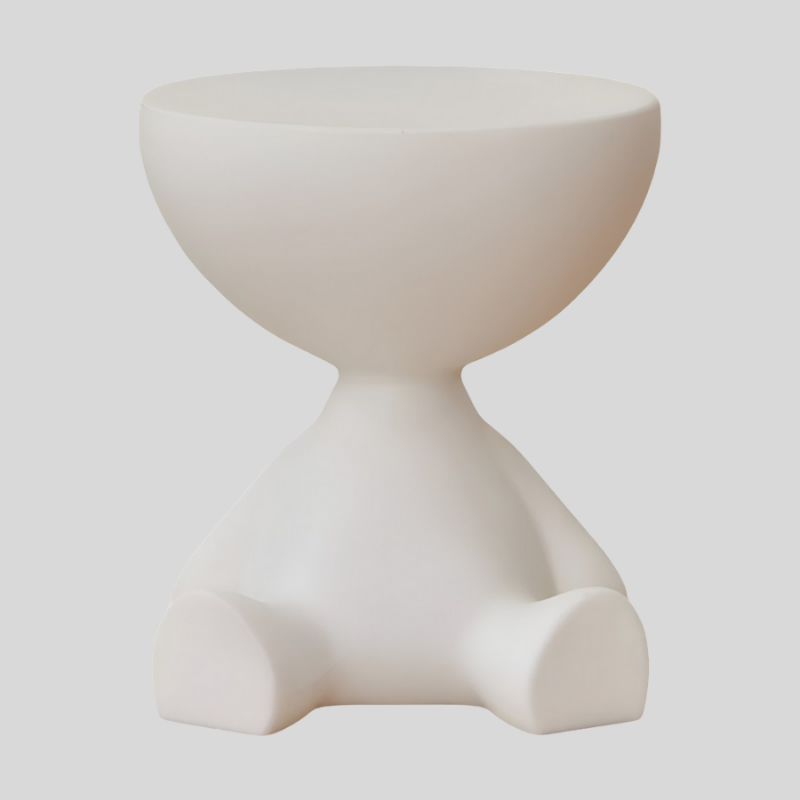 SoftRound | Table D’Appoint Ronde Crème / Table Basse Noire En Plastique Doux | Valuna